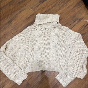 HYFVE Cream Cable Knit Turtleneck Sweater